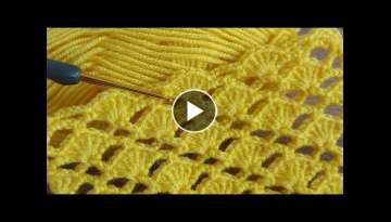 Easy Crochet Baby Blanket Pattern for Beginners Knitting - Kolay tığ işi şal battaniye örgü...