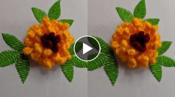 3d Hand Embroidery flower design idea: Kurti