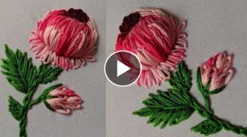 Amazing 3d Hand Embroidery Flower design tutorial.Hand Embroidery Flower design