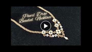 Pearl Drop Beaded Necklace. DIY Beading Tutorials. Drop Necklace. Handmade Jewelry Tutorials.