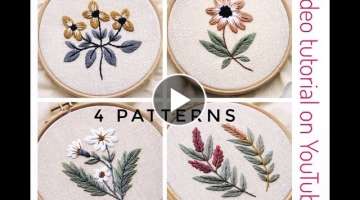 4 patterns to embroidery/ beginner level/ 8 colors
